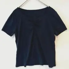 クリスチャンオジャール 日本製 ギャザーカットソー 綿　黒　Tシャツのサムネイル