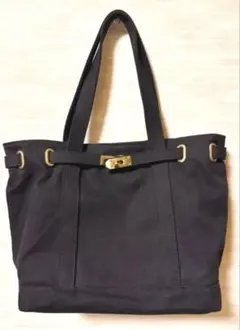 LIZDAYS キャンバストート 黒のトートバッグ ゴールド金具付き