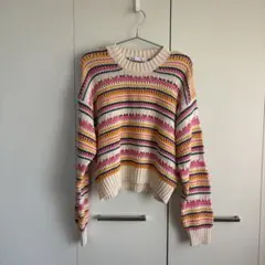 ZARA クロシェ マルチカラー 薄手 ニットセーター