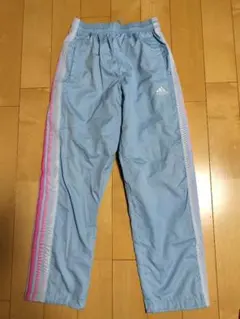 adidas 水色 ストライプ 　シャカシャカ