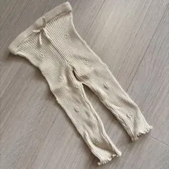 petit main 80 クリーム色リブレギンス