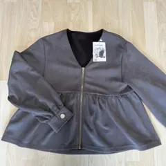 【新品未使用】Lantique グレー ジャンパー Ｍ　スエード生地