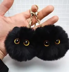 まるい黒猫縫いぐるみキーホルダー(2個セット)