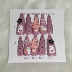 うさぎ 音符 ドット柄 ピンク♡ネイルチップ♡ 平成女児　平成　ゴテゴテ　ロングのサムネイル