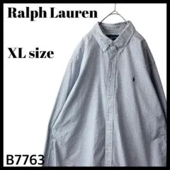 ラルフローレン クラッシックフィット 長袖ボタンダウンシャツ 青 紺 白 XL