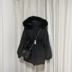 ベルト付きファー中綿ダウンコート