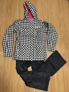 Ｌサイズ チェック柄フード付きウェア（女性用）　ジャンク品