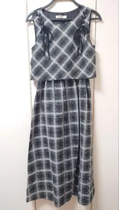 MAJESTIC LEGON レースアップチェックノースリワンピース