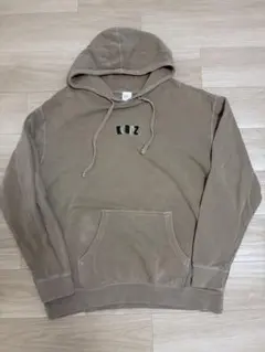 KEBOZ 刺繍ロゴ ベージュ パーカー XL フェード感 古着フーディー