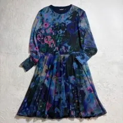 定価1.5万✨デシグアル/プリント入り/Aラインショートワンピース/カラフル/M