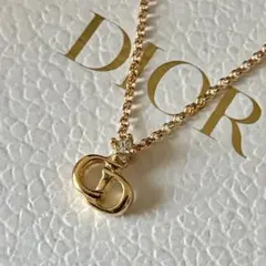 【美品】【クリスチャンディオール】CD ロゴ ストーン ゴールド ネックレス