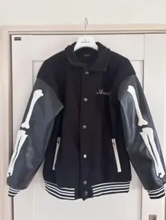 【希少・正規品】アミリ　スタジャン　ジャケット　骨刺繍スタジャン ブラック