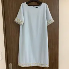 水色 半袖 ひざ丈ワンピース パーティドレス 結婚式