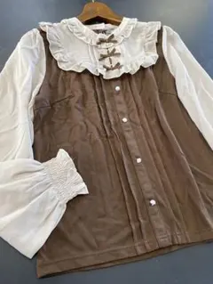 新品タグ付き★アクシーズファムリボンフリルプルオーバー長袖チョコレートコーデに◎