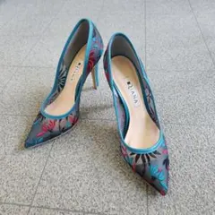 美品★DIANA ダイアナ 刺繍 チュール ポインテットパンプス 22㎝ 165