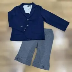 ネイビー スーツ・ニットブレザーとグレーのパンツセット