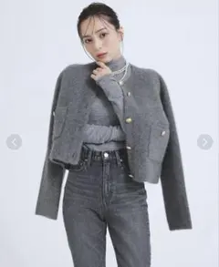 2025年最新】ラクーンブレンドノーカラーニットジャケットの人気