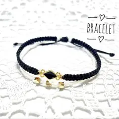 ブレスレット　アクセサリー　ミサンガ　ブラック　ハンドメイド