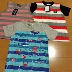 130cm 魚 ボーダー柄 半袖 Tシャツ 子供服 まとめ売り