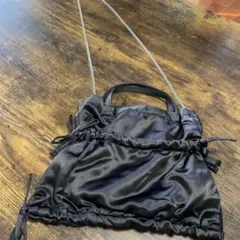 ZARA サテンリボンチェーンショルダーバッグ