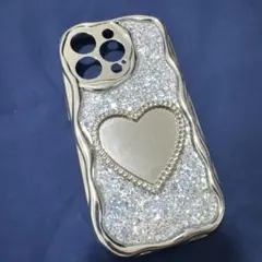 グリッター ハート型ミラー iPhone15Proケース