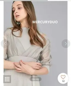 【MERCURYDUO】異素材ドッキングフレアニットワンピース