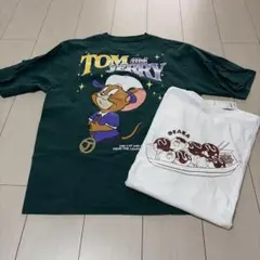 Tom and Jerry Tシャツ ダークグリーン　2枚セット