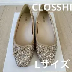 CLOSSH ゴールド グリッター バレエシューズ パンプス Lサイズのサムネイル