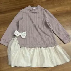 リボン付き長袖ワンピース