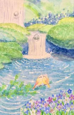 水彩画 藤の花と新緑と海　値段は※900円です 水彩画 藤の花と新緑と海 値段は※900円です - メルカリ
