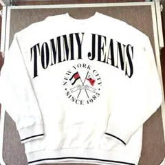 TOMMY JEANS トミージーンズビッグロゴスウェット Sホワイトストリート