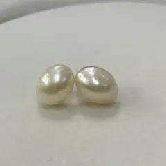 660大粒ひし形バロックパール スタッドピアス14mmサージカルステンレス