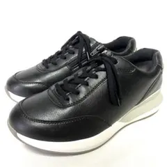 ★美品★AKAISHI★コンフォートスニーカー★23.5cm★黒　ブラック★のサムネイル