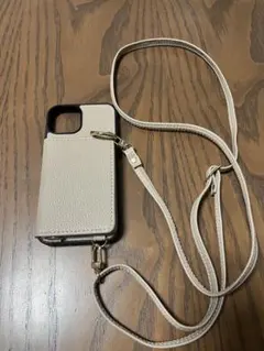 ベージュ 手帳型 iPhone14ケース ショルダーストラップ付き
