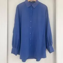 【美品】OFALO 長袖シャツ ブルー　ネイビー　Lサイズ