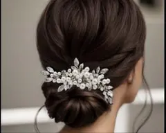 パールと葉のウェディングヘッドドレス