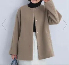 グリーンレーベルリラクシング セントデールウール ノーカラーミドルコート