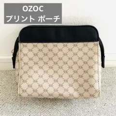 美品【OZOC 】プリント ポーチ ベージュ ブラックのサムネイル