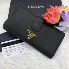 RFID搭載/美品✨️プラダ 長財布 折り財布 レザー バイカラー 黒 ピンク