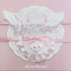 ヘッドドレス　スタイ　ぬいぐるみ　ぬい服　ぬい　十字架　羽　ピンク　ハート