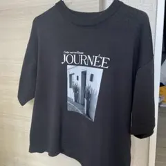 フォトプリント ニット 半袖 カットソー ダークグレーM