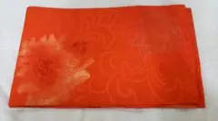 オレンジ色 花柄 袋帯 リメイク素材 アンティーク