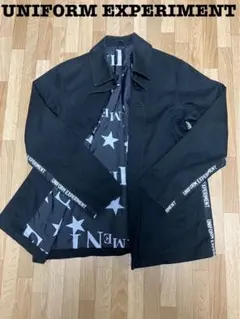 UNIFORM EXPERIMENT ジャケット　黒　ボタン　総柄　２M