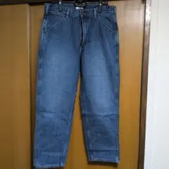 【隠しポケット付き】デニム ブルー ワイドテーパード 86.5cm