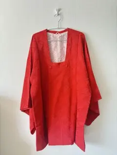 朱色 羽織 地紋入り レトロ 和装コーデ