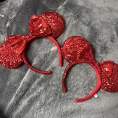 赤 レッド ミニーカチューシャ スパンコール 2個セット