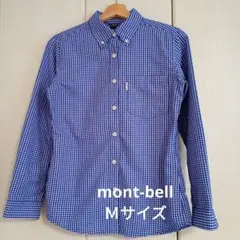 mont-bell ボタンダウンシャツ 青白ギンガムチェック