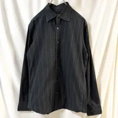 ストレッチ ストライプシャツ 長袖 L ブラック DKNYのサムネイル