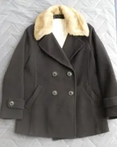 黒ピーコート ファー襟付き