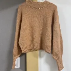 amelier パール装飾 ニット セーター オレンジ系 Freeサイズ